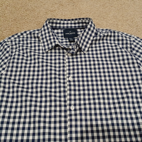 Men's Blue Checkered Long Sleeved Button Down Shirt By Daniel Hechter Paris -XL - Picture 2 of 8